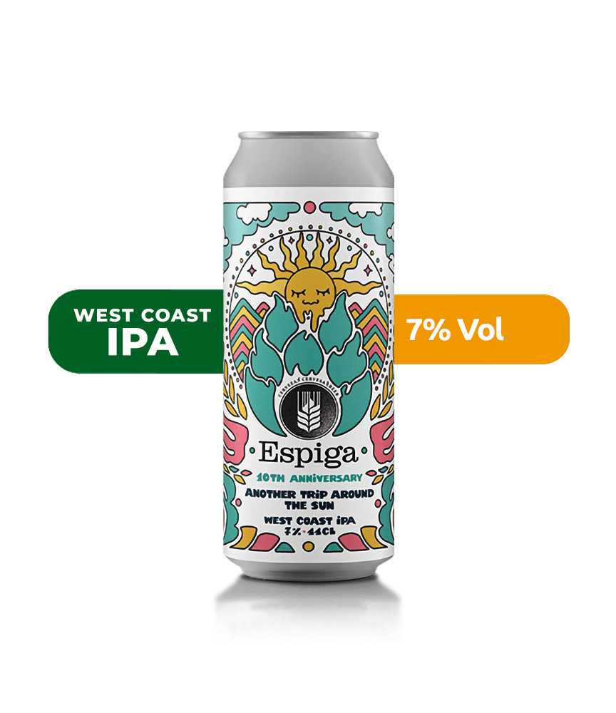 Another trip Around the Sun de Espiga de estilo West Coast IPA con un 7% de alcohol.