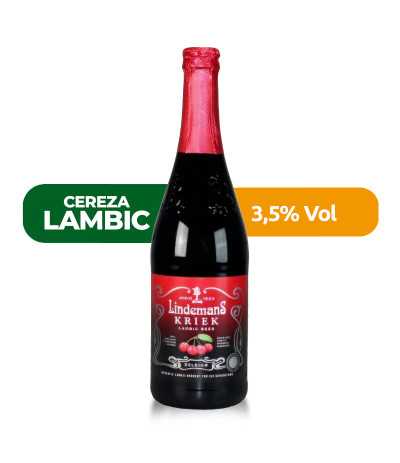 Kriek de Lindemans de estilo Lambic con un 3,5% de alcohol.