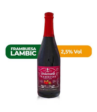 Lindemans Framboise de estilo Lambic con un 2,5% de alcohol.