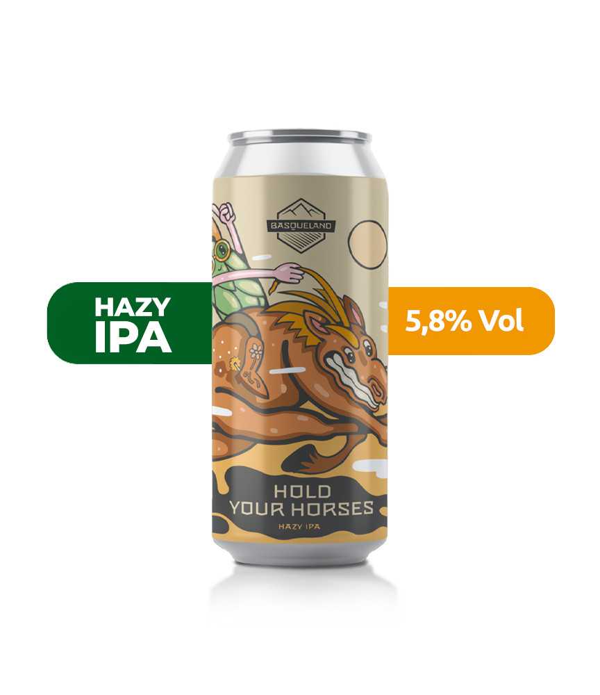 Hold Your Horses de Basqueland de estilo Hazy IPA con un 5,8% de alcohol.