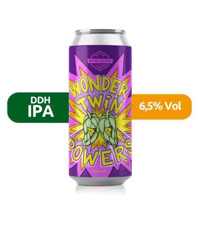 Wonder Twin Powers de Basqueland de estilo DDH IPA con un 6,5% de alcohol.