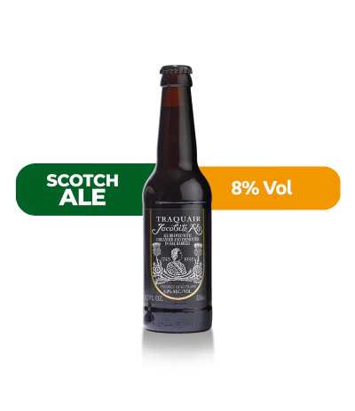 Traquair Jacobite Ale de estilo Traditional Ale con un 8% de alcohol.