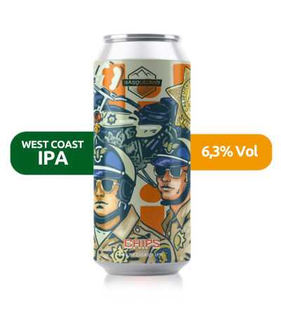 Chips de Basqueland de estilo West Coast IPA con un 6,3% de alcohol.