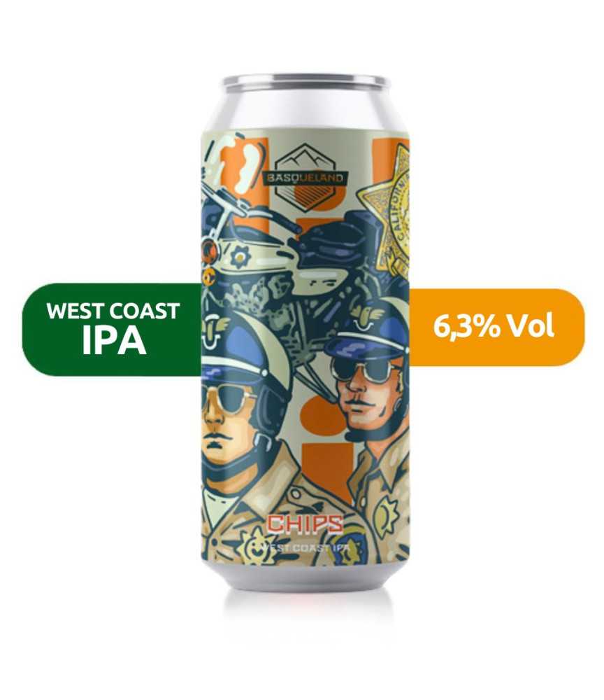 Chips de Basqueland de estilo West Coast IPA con un 6,3% de alcohol.