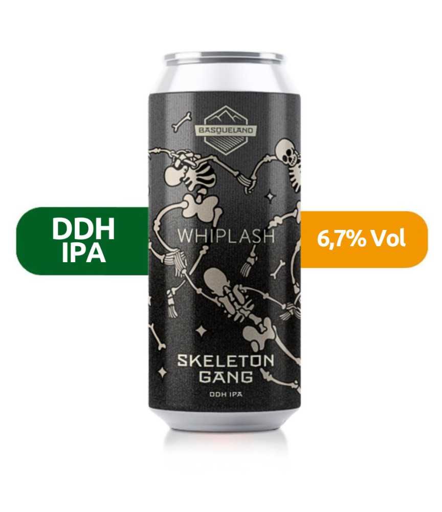 Skeleton Gang de Basqueland de estilo DDH IPA con un 6,7% de alcohol.