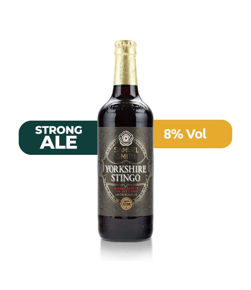 Samuel Smith Yorkshire Stingo 55cl de estilo Strong Ale con un 8% de alcohol.