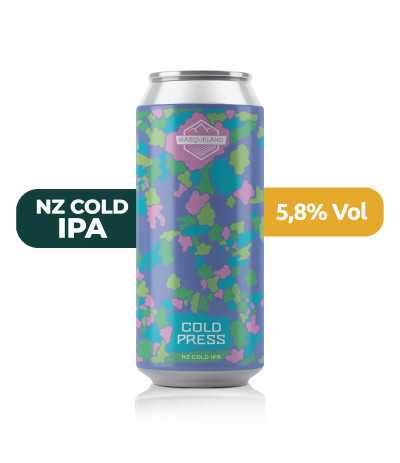 Cold Press de Basqueland de estilo NZ Cold IPA con un 5,8% de alcohol.