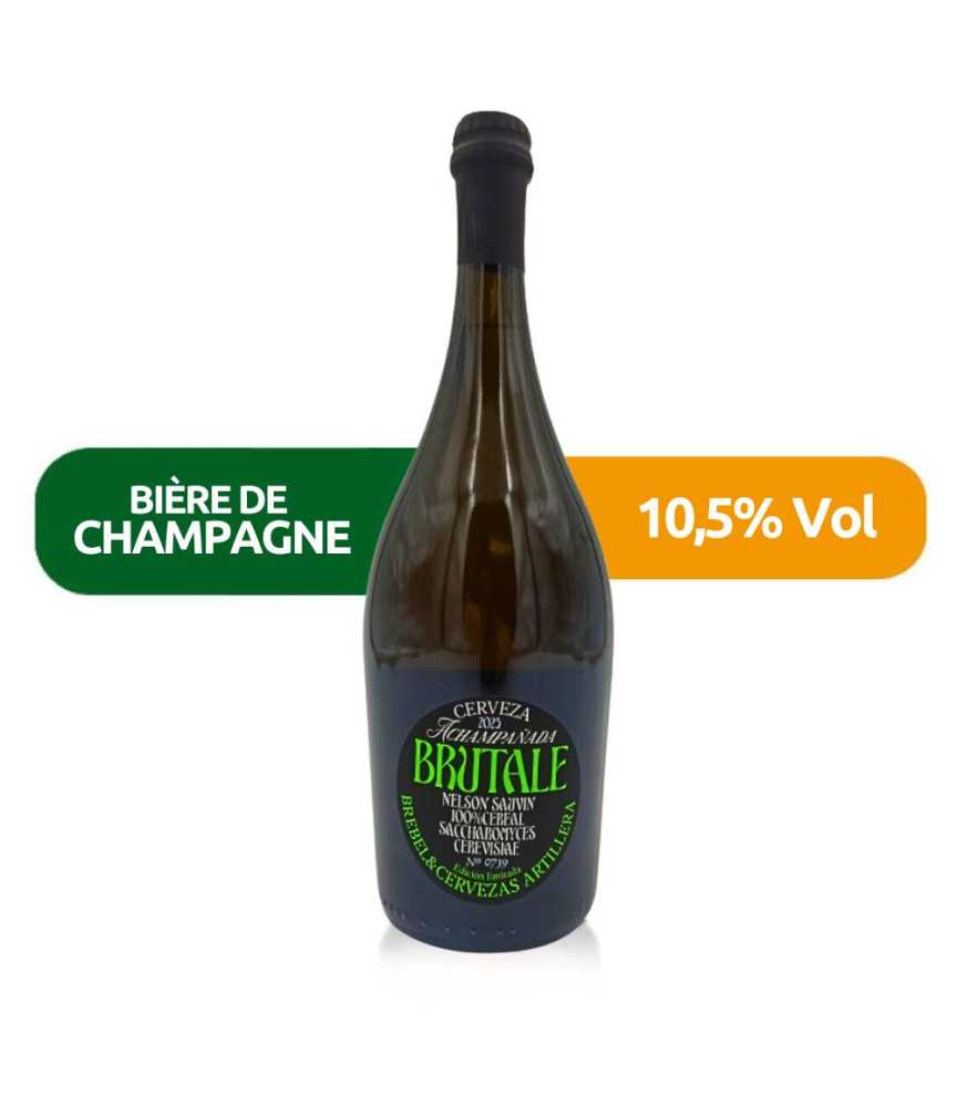 Brebel Brutale 2023 75cl de estilo Bière de Champagne con un 10,5% de alcohol.