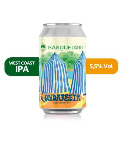 Ondarreta Lata 33cl de Basqueland de estilo West Coast IPA con un 5,5% de alcohol.