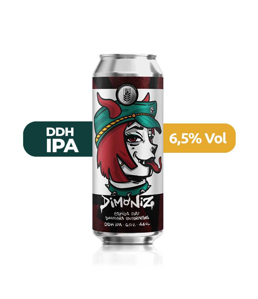 Dimoniz de Espiga de estilo DDH IPA con un 6,5% de alcohol.