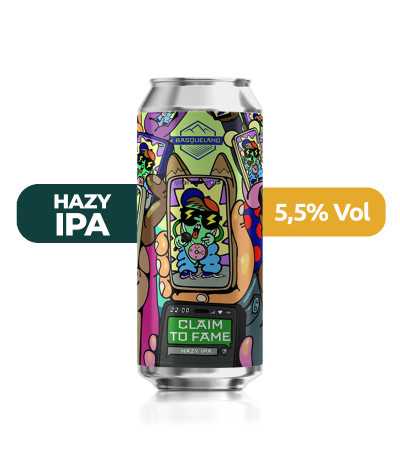 Claim To Fame de Basqueland de estilo Hazy IPA con un 5,5% de alcohol.