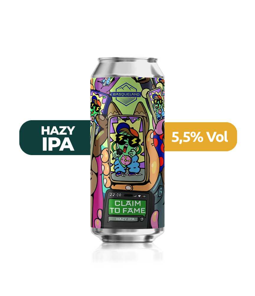 Claim To Fame de Basqueland de estilo Hazy IPA con un 5,5% de alcohol.