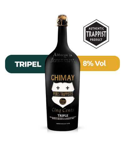 Chimay Magnum Cinq Cents de 1,5cl de estilo Belgian Strong Ale con un 8% de alcohol.