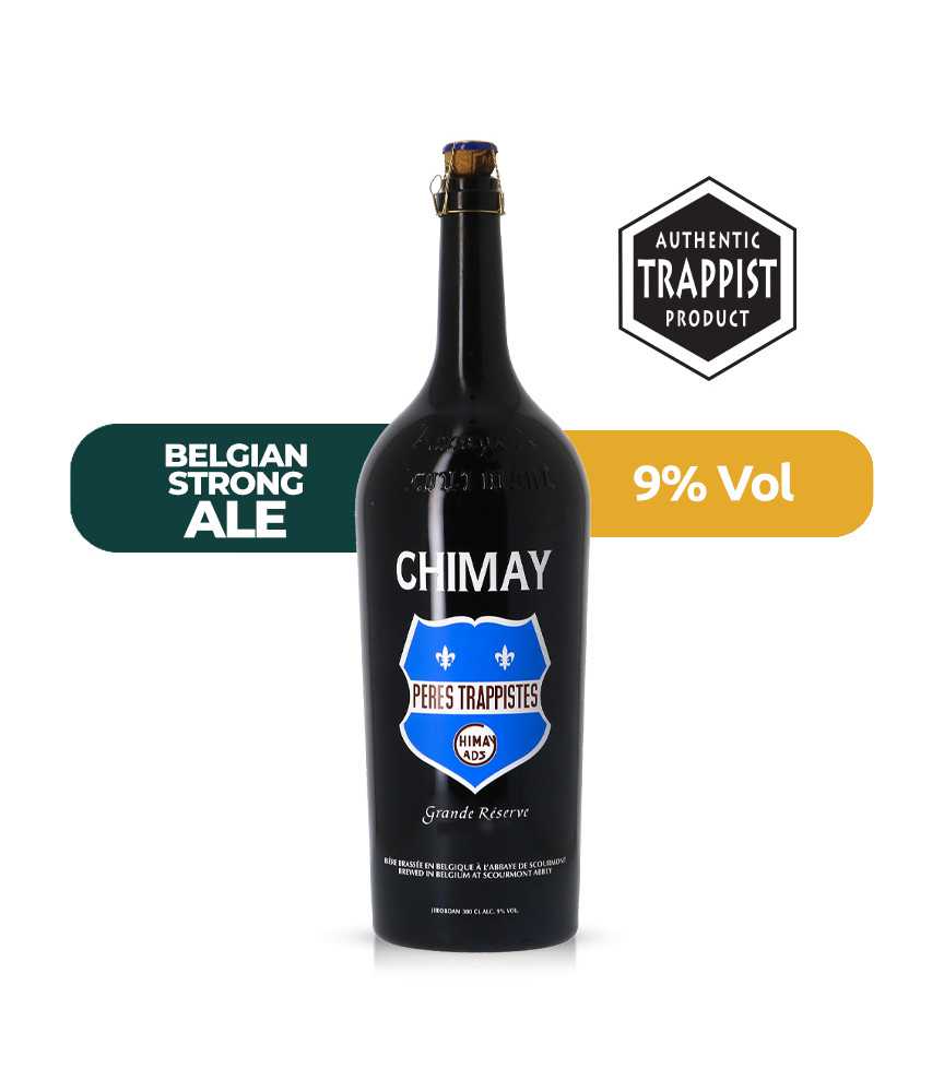 Cerveza Chimay Magnum Gran Reserva 1,5l con un 9% de alcohol.