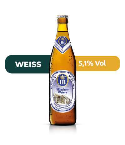 Hofbräu Münchner Weisse de estilo Weissbier con un 5,1% de alcohol.