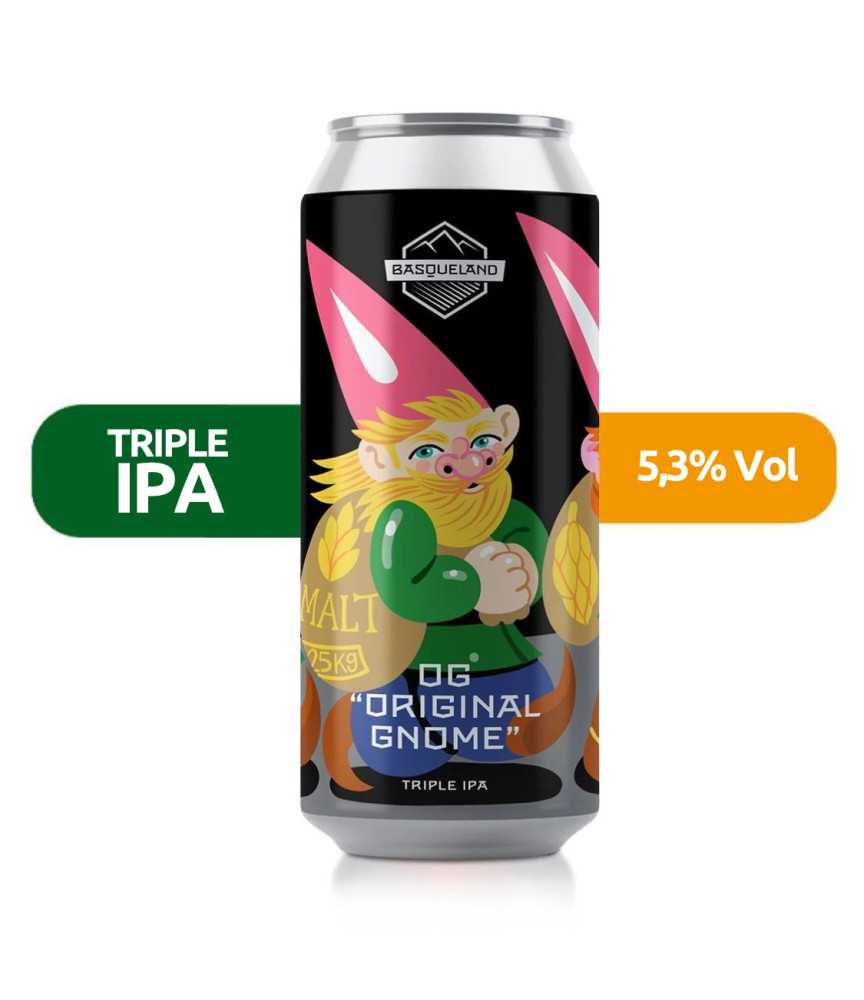 Original Gnome de Basqueland de estilo Triple IPA con un 10% de alcohol.