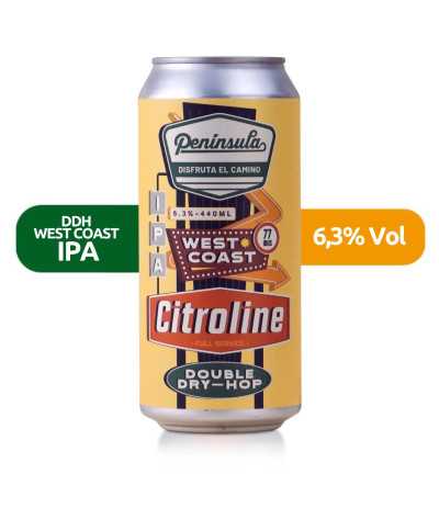 Citroline de Península de estilo DDH West Coast IPA con un 6,3% de alcohol.