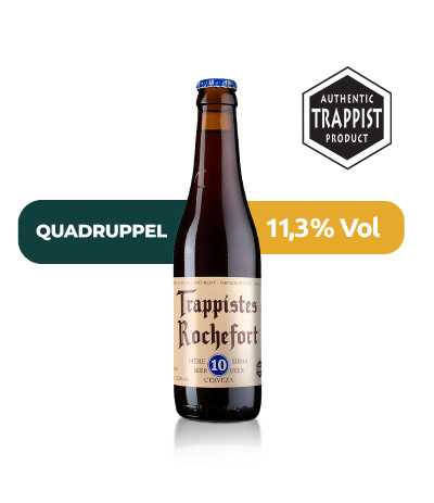 Trappistes Rochefort 10 de estilo Quadruppel con un 11,3% de alcohol.