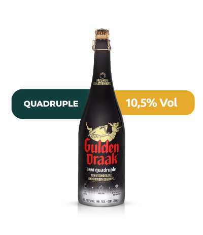 Gulden Draak 9000 75cl de estilo Quadrupel con un 10,5% de alcohol.