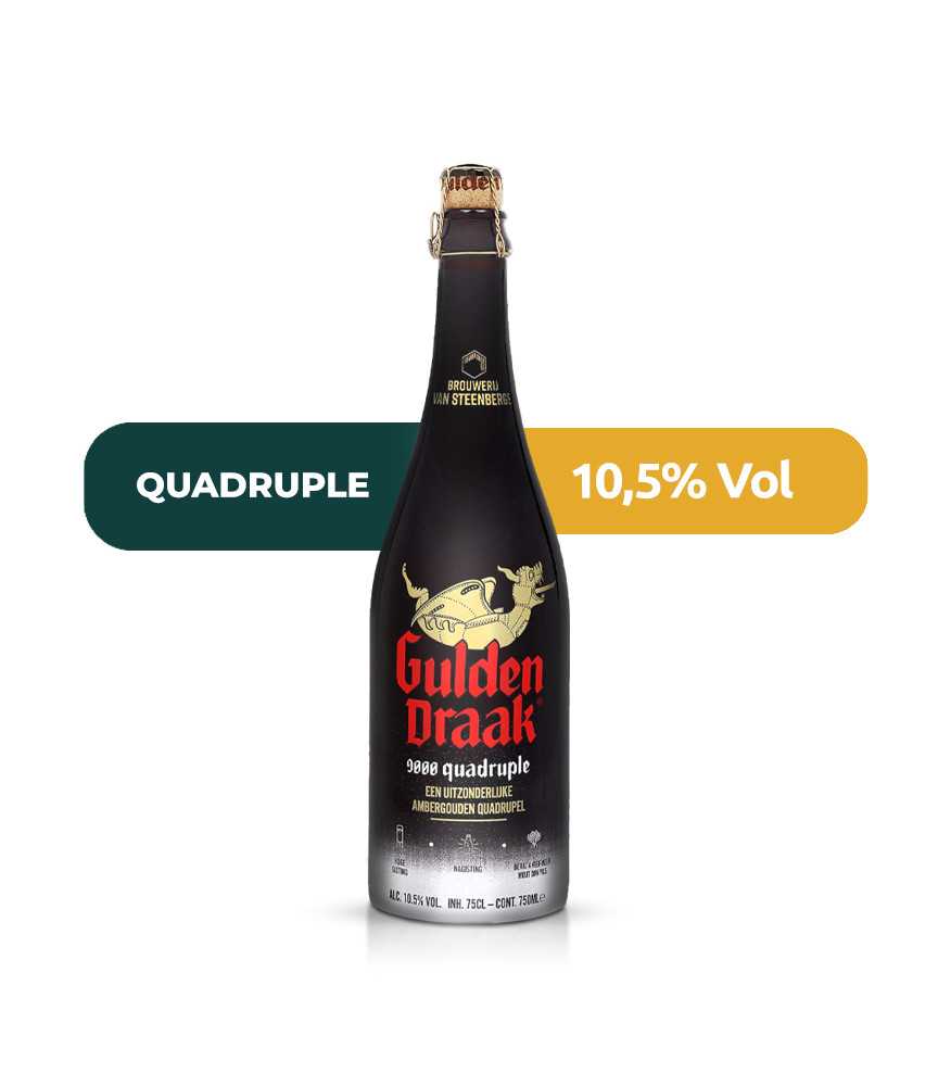 Gulden Draak 9000 75cl de estilo Quadrupel con un 10,5% de alcohol.