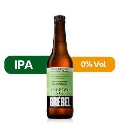 FREE IPA Sin de Brebel de estilo IPA con un 0% de alcohol.