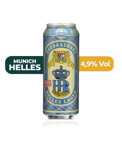 Hofbräuhaus Helles Lager de estilo Helles con un 4,9% de alcohol.