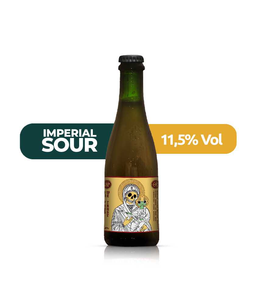 In Frog We Trust de La Calavera de estilo Imperial Sour con un 11,5% de alcohol.