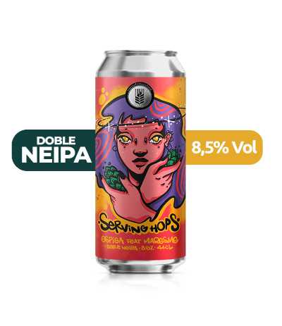 Serving hops de Espiga de estilo Doble NEIPA con un 8,5% de alcohol.