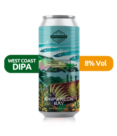 Shipwreck Bay de Basqueland de estilo West Coast DIPA con un 8% de alcohol.