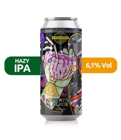 Creative Juice de Basqueland de estilo Hazy IPA con un 6,1% de alcohol.