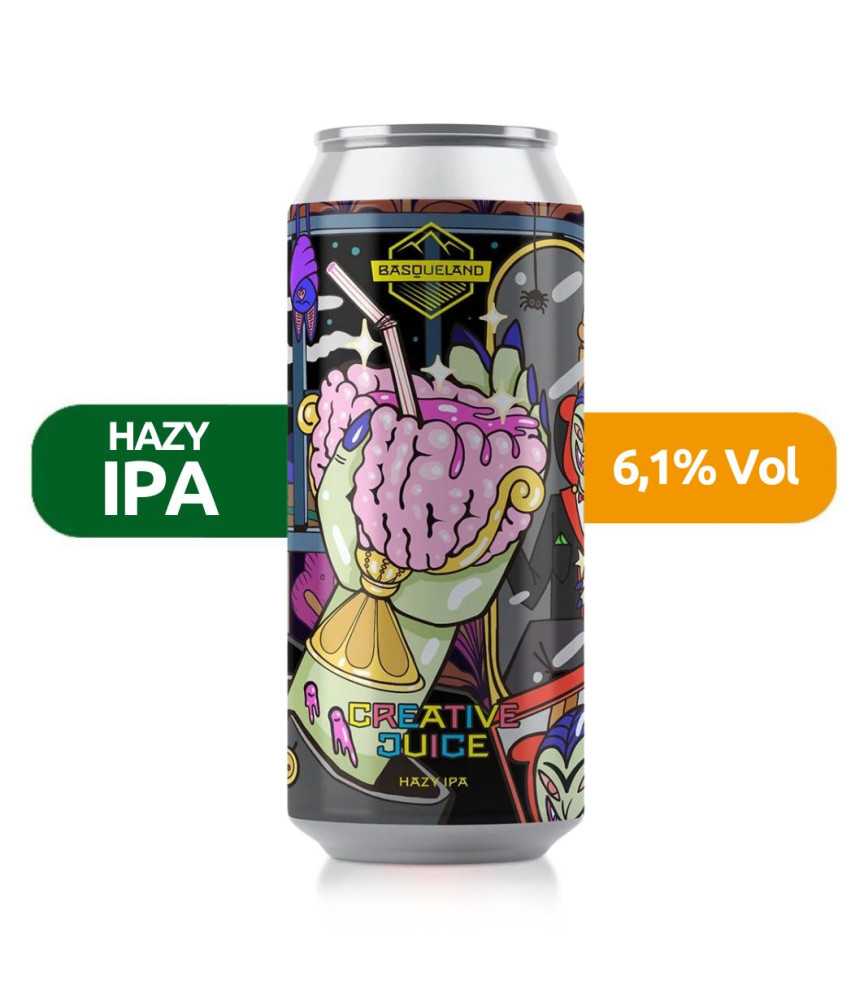 Creative Juice de Basqueland de estilo Hazy IPA con un 6,1% de alcohol.