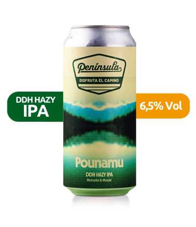 Pounamu de Península de estilo DDH Hazy IPA con un 6,5% de alcohol.