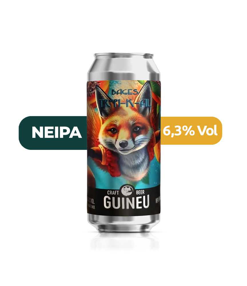 Bages Tropikal de Guineu de estilo NEIPA con un 6,3% de alcohol.