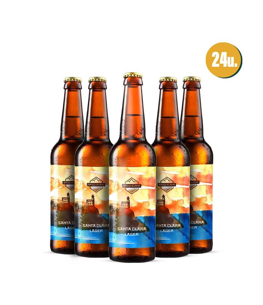 Basqueland Santa Clara caja de 24x33cl en botella, con un 4.8% de alcohol.