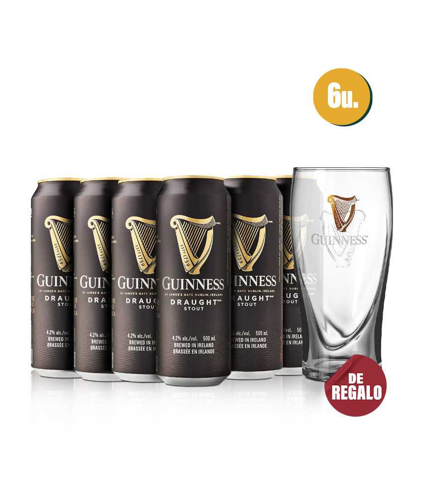 Pack Guinness Draught lata de 44cl con vaso de regalo