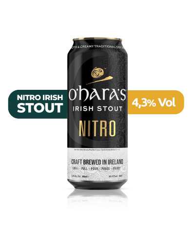 Irish Nitro Stout de O'hara's con un 4,3% de alcohol.