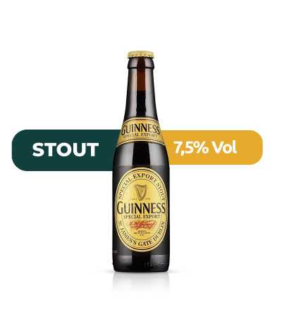 Guinness Export 33cl de estilo Stout con un 7,5% de alcohol.