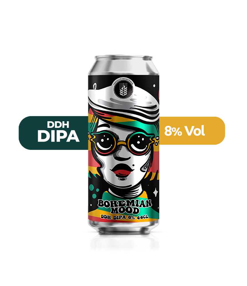 Bohemian Mood de Espiga de estilo DDH DIPA con un 8% de alcohol.