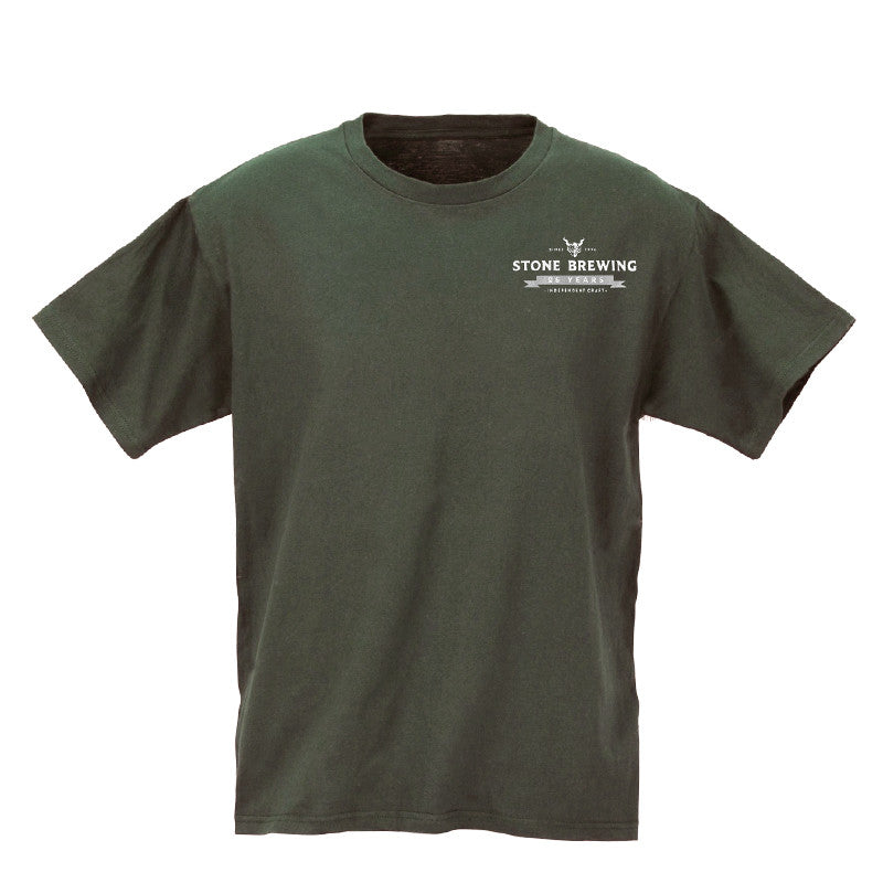 Camiseta Stone Brewing verde "25 Aniversario"