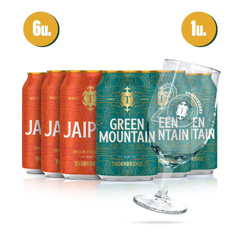 Pack Thornbridge Jaipur & Green Mountain 33cl + Copa de regalo