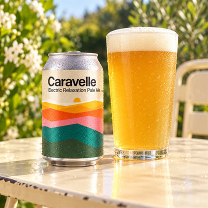 Caravelle Electric Relaxation: bebida servida en vaso junto a su envase