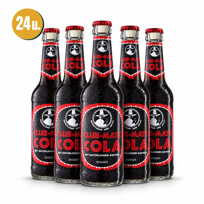 Club Mate Cola Caja 24x33cl: producto centrado sobre fondo blanco