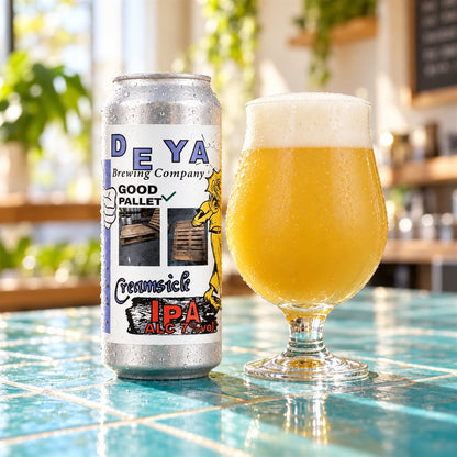 Deya Good Pallet: bebida servida en vaso junto a su envase