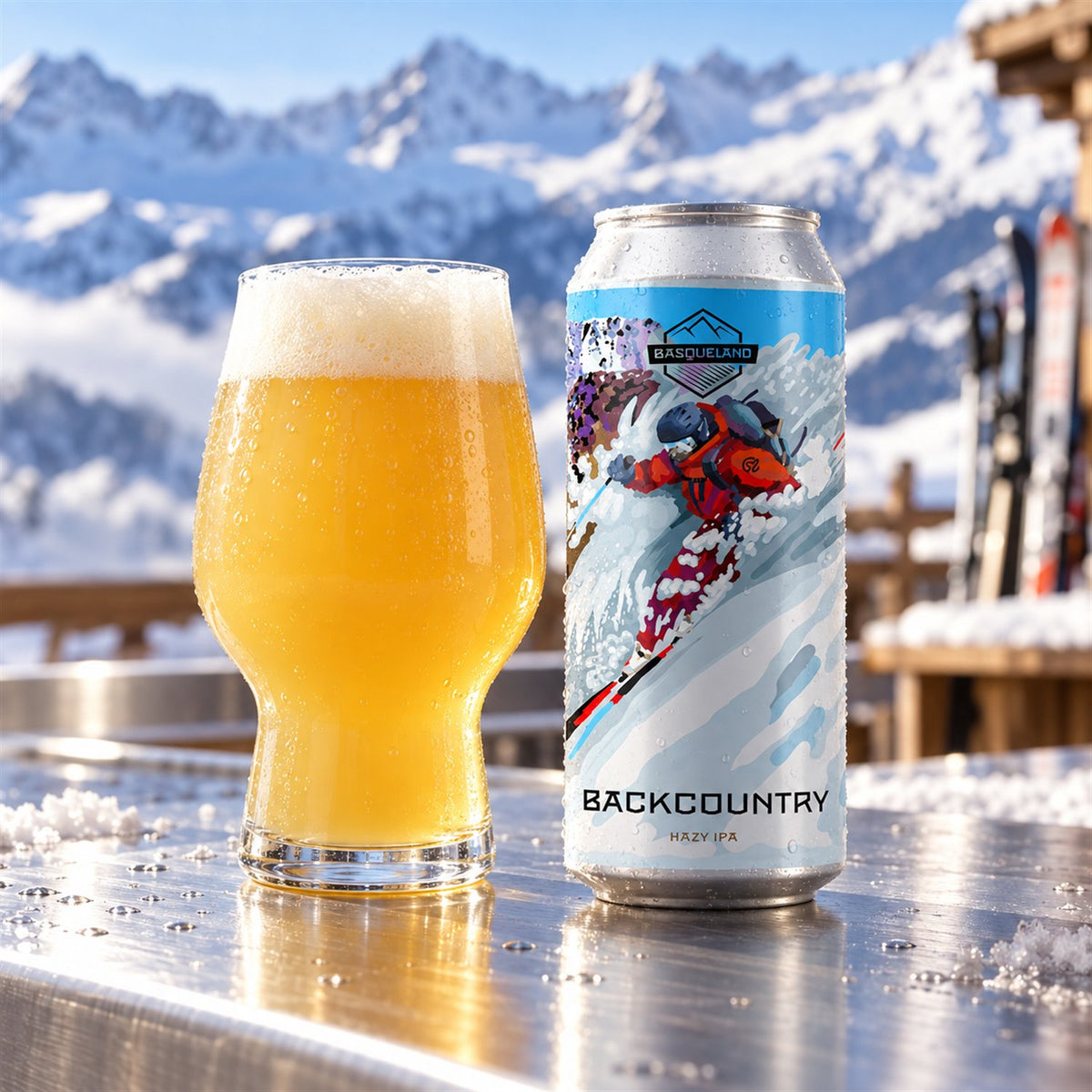 Basqueland Backcountry: bebida servida en vaso junto a su envase
