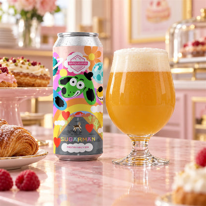 Basqueland Sugarman: bebida servida en vaso junto a su envase