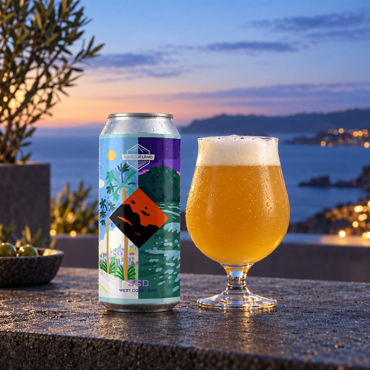 Basqueland SSD: bebida servida en vaso junto a su envase