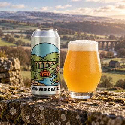 Northern Monk PP 52.01 Yokshire Dales: bebida servida en vaso junto a su envase