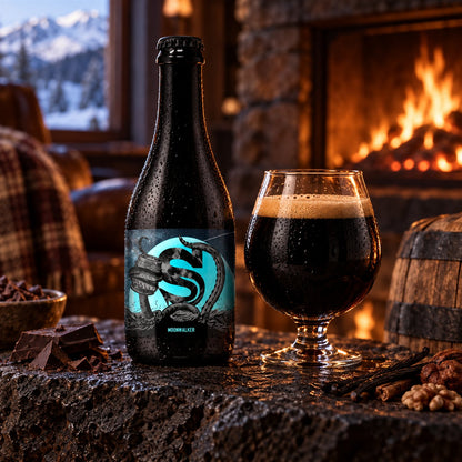Siren Moonwalker: bebida servida en vaso junto a su envase