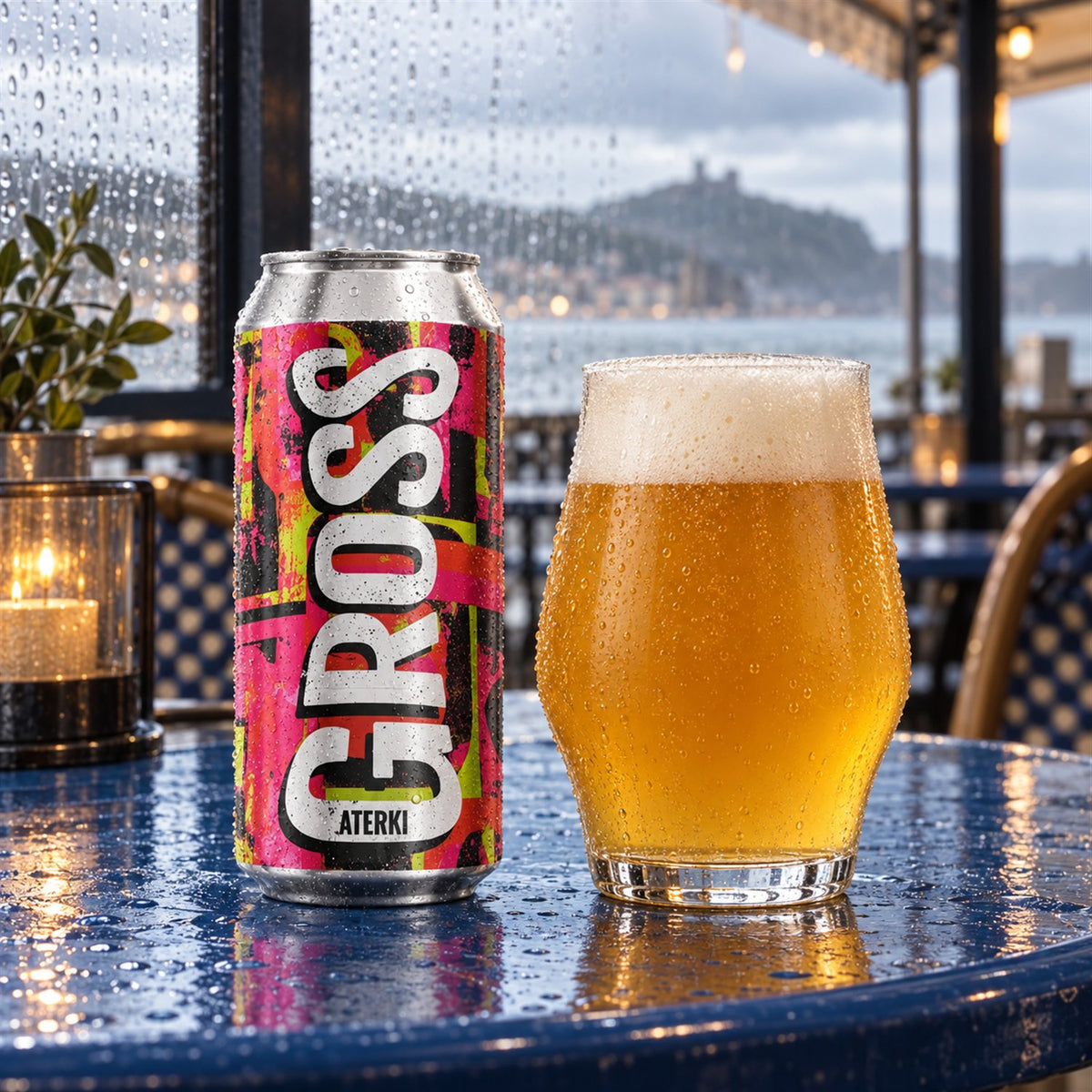 GROSS Aterki: bebida servida en vaso junto a su envase