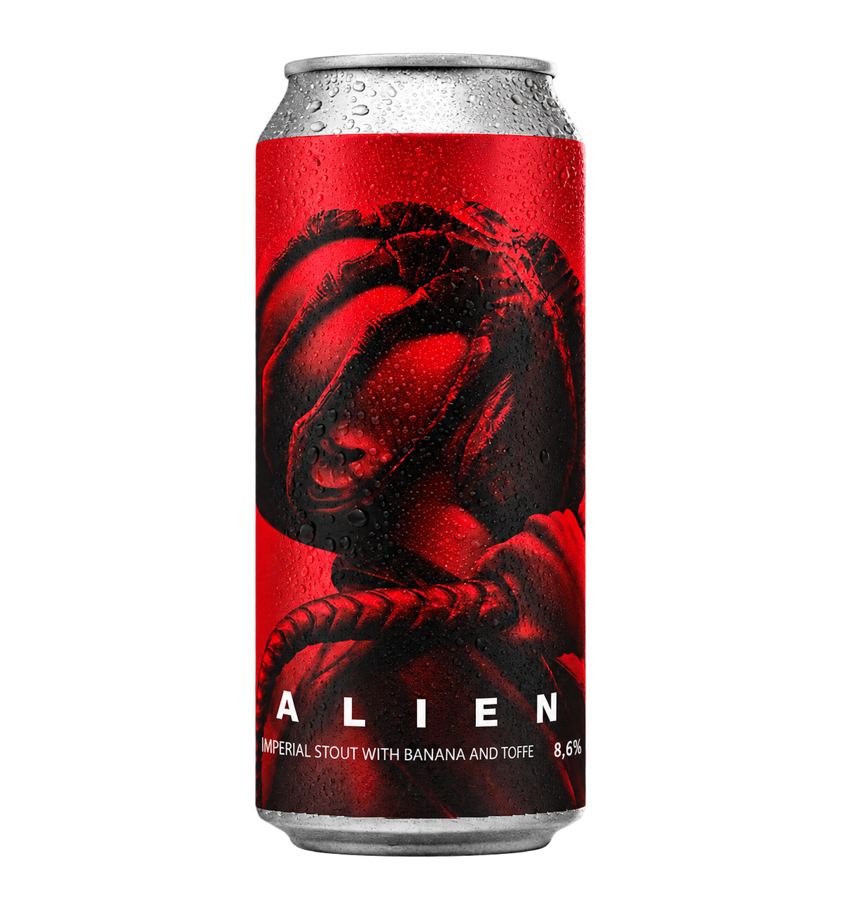 La Calavera Alien: envase recortado sobre fondo transparente